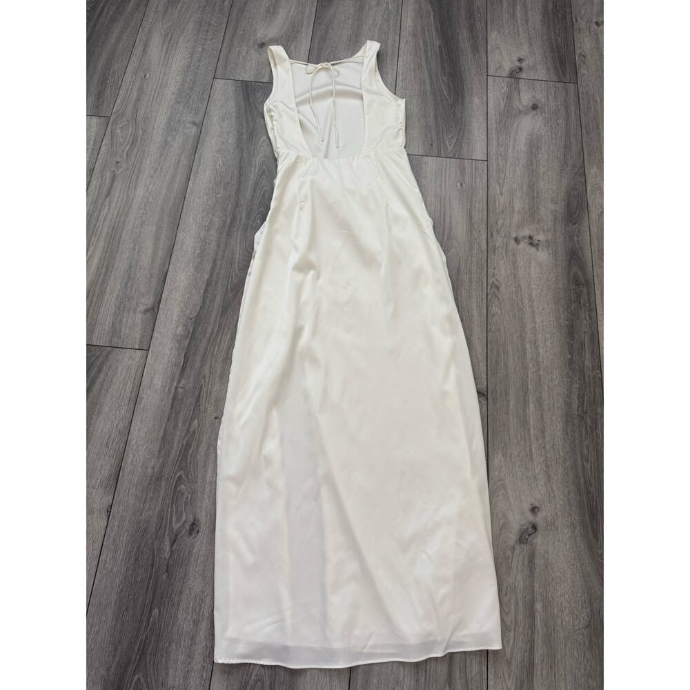 Abercrombie & Fitch Satin Draped Skirt Maxi Dress in White Size S Backless - Picture 5 of 11
